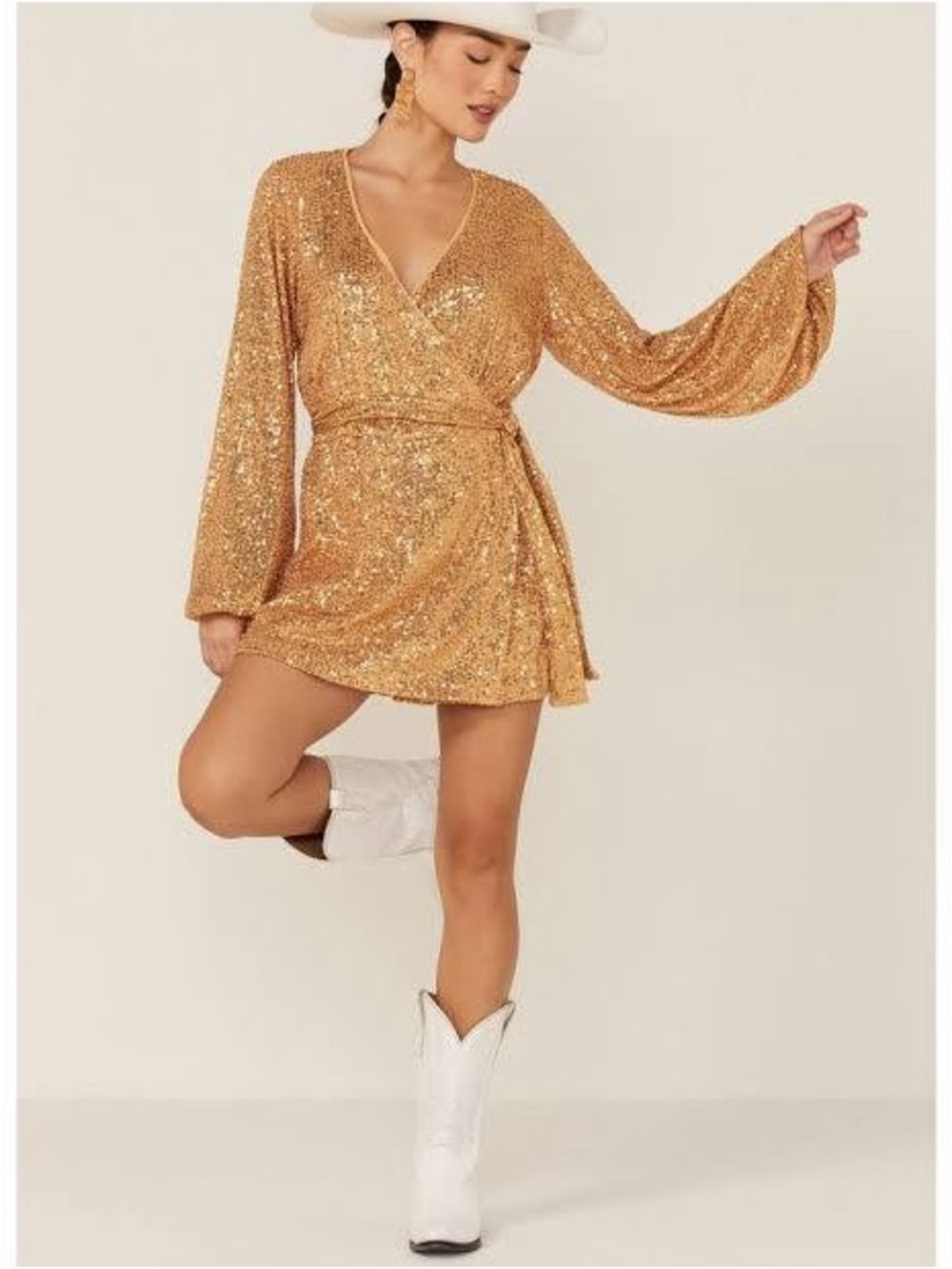 NWT Free People Gold Sequin Wrap Romper Party NYE M